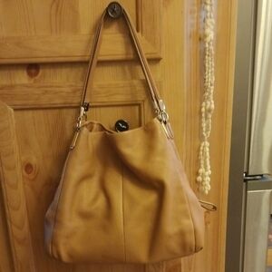 Coach Tan Leather Hobo Bag with Slouchy Design